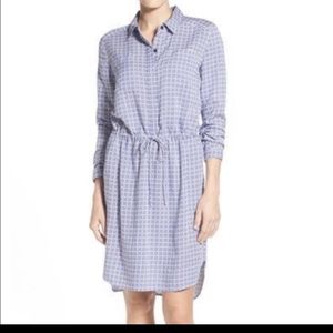Caslon Blue and White Shirt Dress with Tie waist Ladies Small